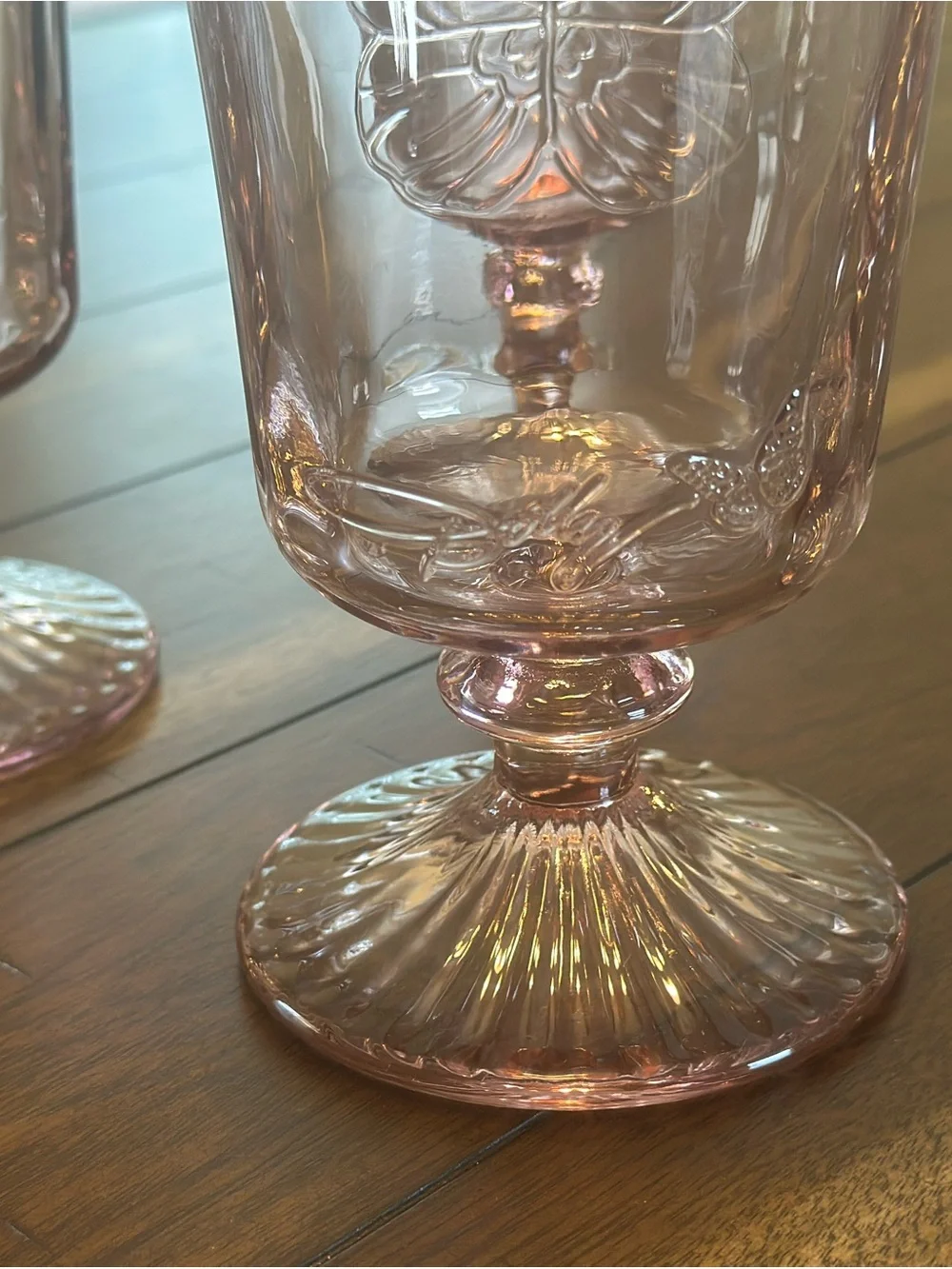 Pink Embossed Butterfly Goblet - Home Dining Drinkware